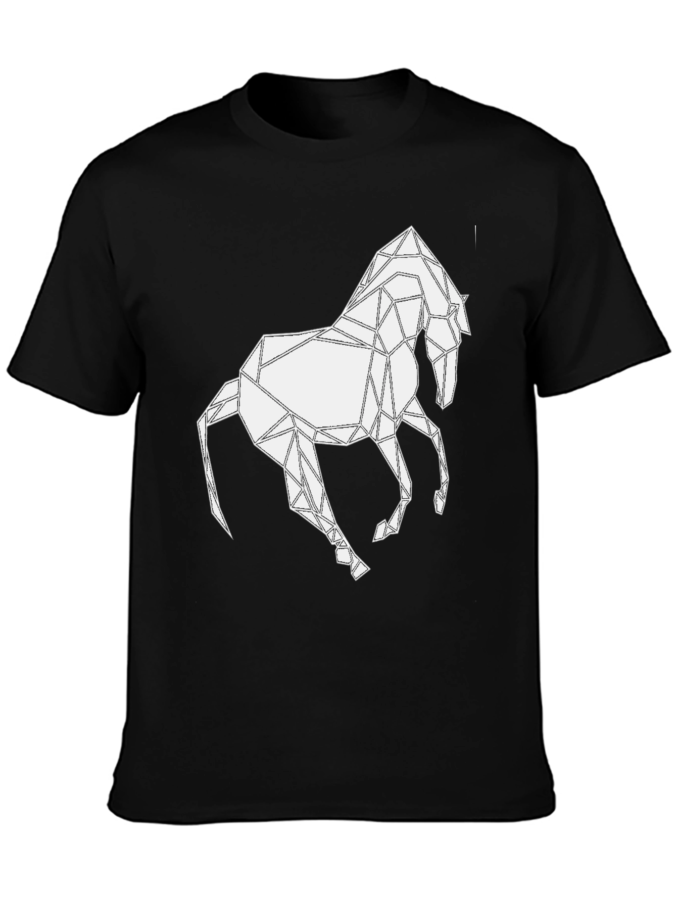 Camiseta Negra con Diseño de Caballo Geométrico