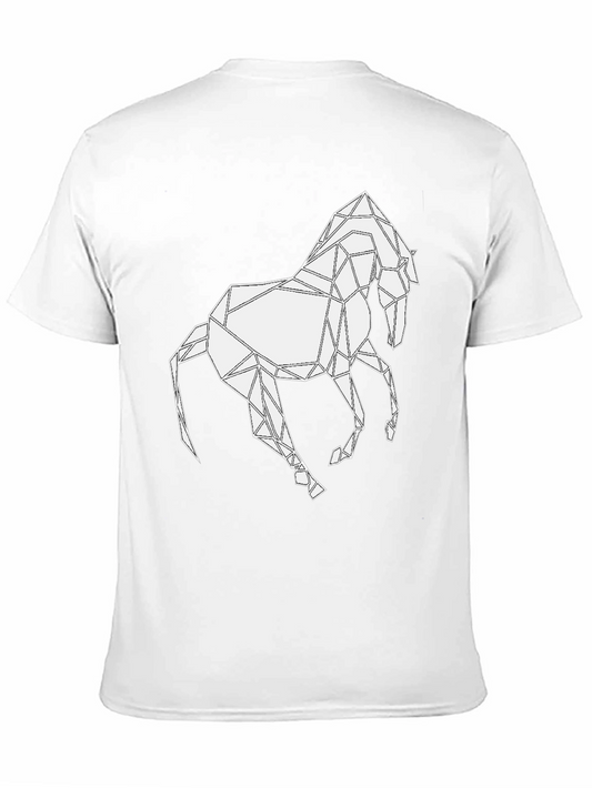 Camiseta Negra con Diseño de Caballo Geométrico