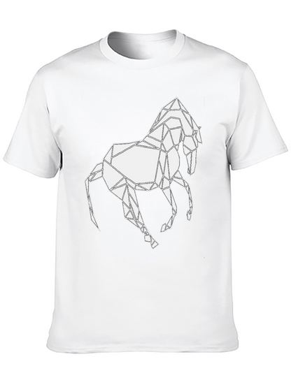 Camiseta Negra con Diseño de Caballo Geométrico