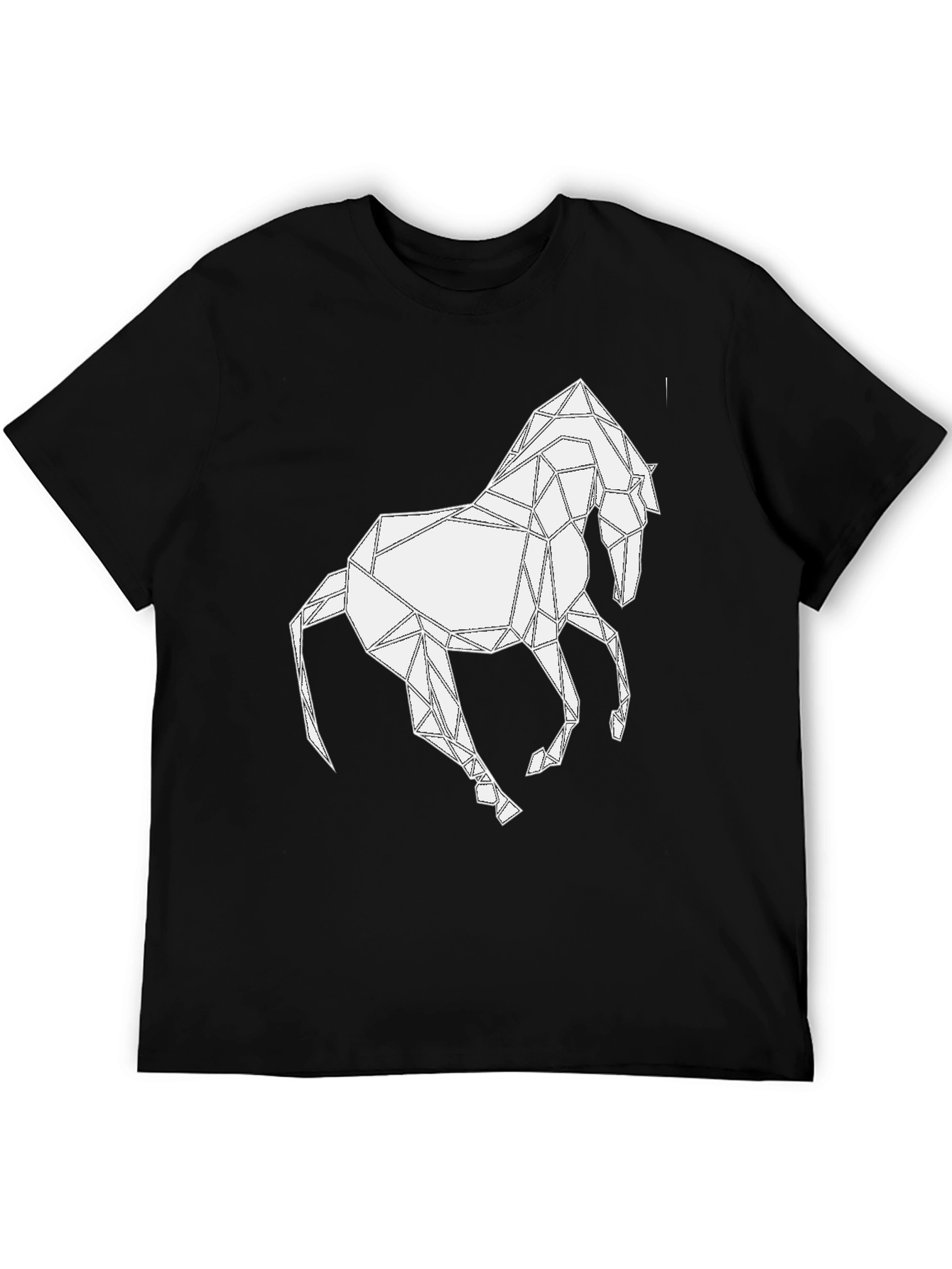 Camiseta Negra con Diseño de Caballo Geométrico