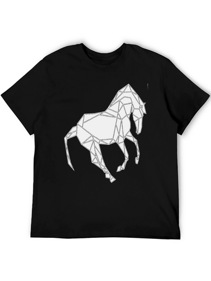 Camiseta Negra con Diseño de Caballo Geométrico