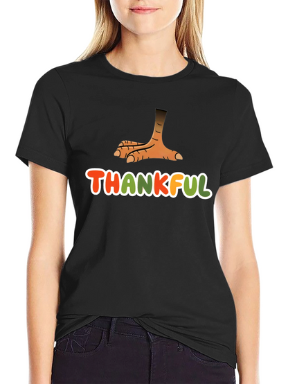 Camiseta Negra Agradecido con Pata de Pavo