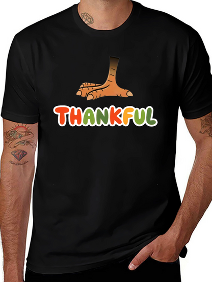 Camiseta Negra Agradecido con Pata de Pavo