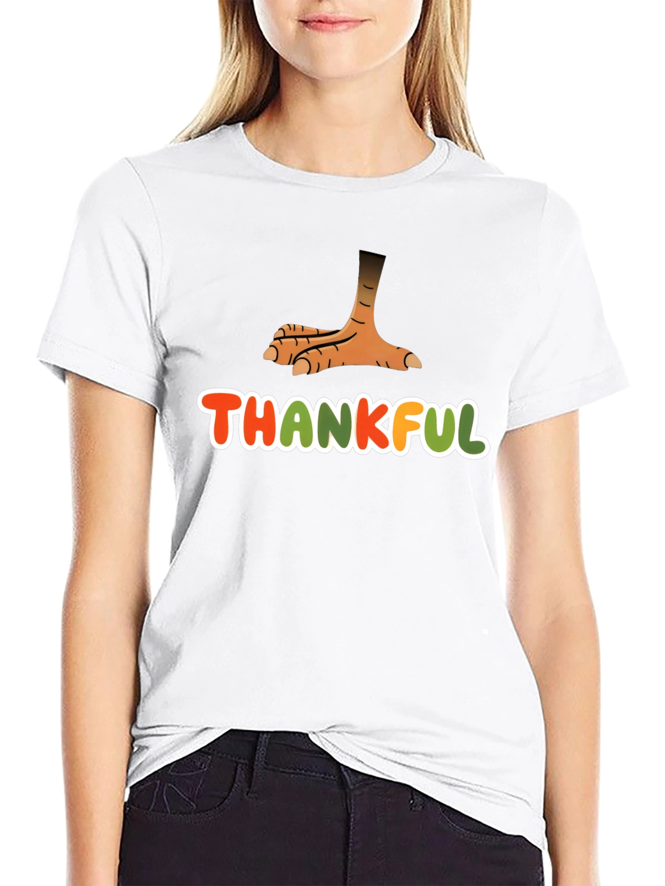 Camiseta Negra Agradecido con Pata de Pavo