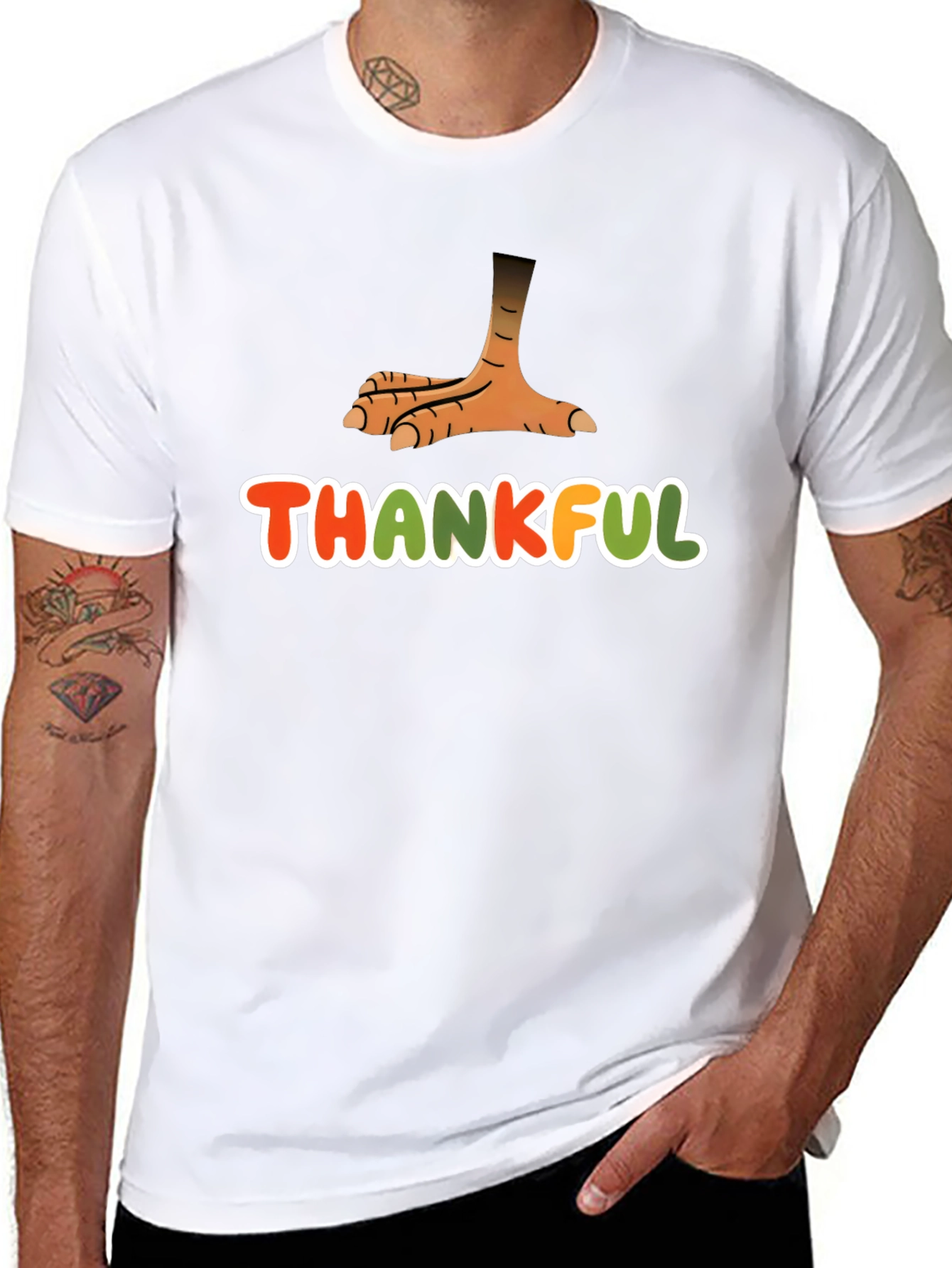 Camiseta Negra Agradecido con Pata de Pavo