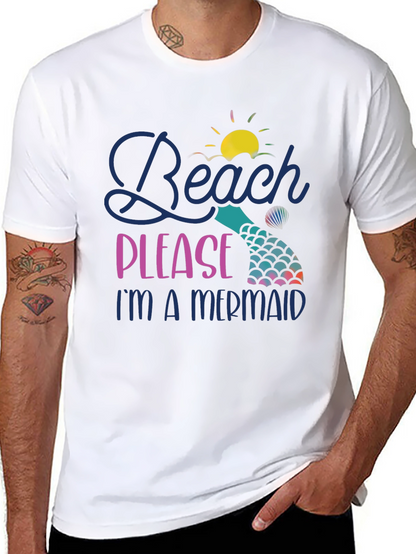 Camiseta Negra Beach Please Im a Mermaid