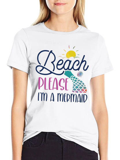 Camiseta Negra Beach Please Im a Mermaid