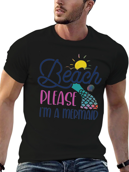 Camiseta Negra Beach Please Im a Mermaid