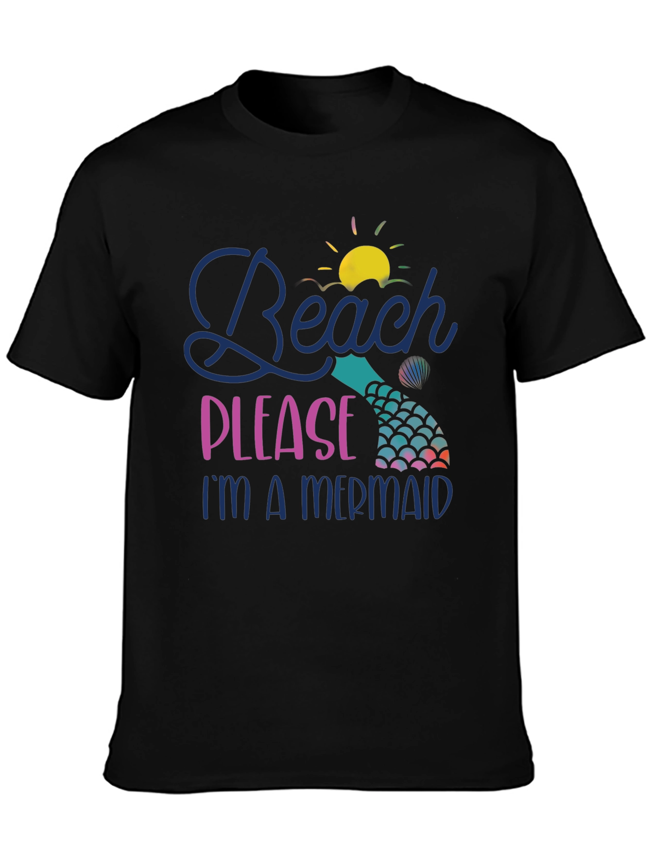Camiseta Negra Beach Please Im a Mermaid