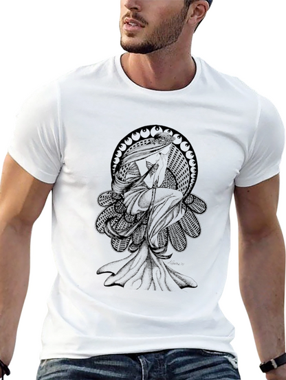 Camiseta Negra Hombre - Diseño Art Nouveau