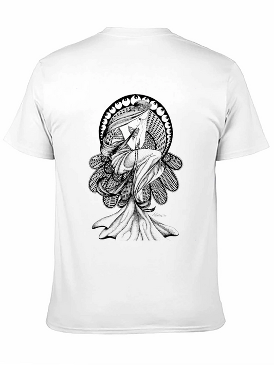 Camiseta Negra Hombre - Diseño Art Nouveau