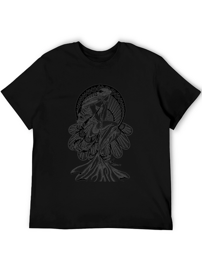 Camiseta Negra Hombre - Diseño Art Nouveau