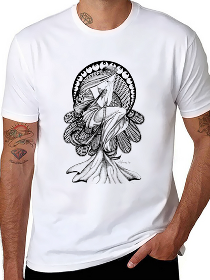 Camiseta Negra Hombre - Diseño Art Nouveau