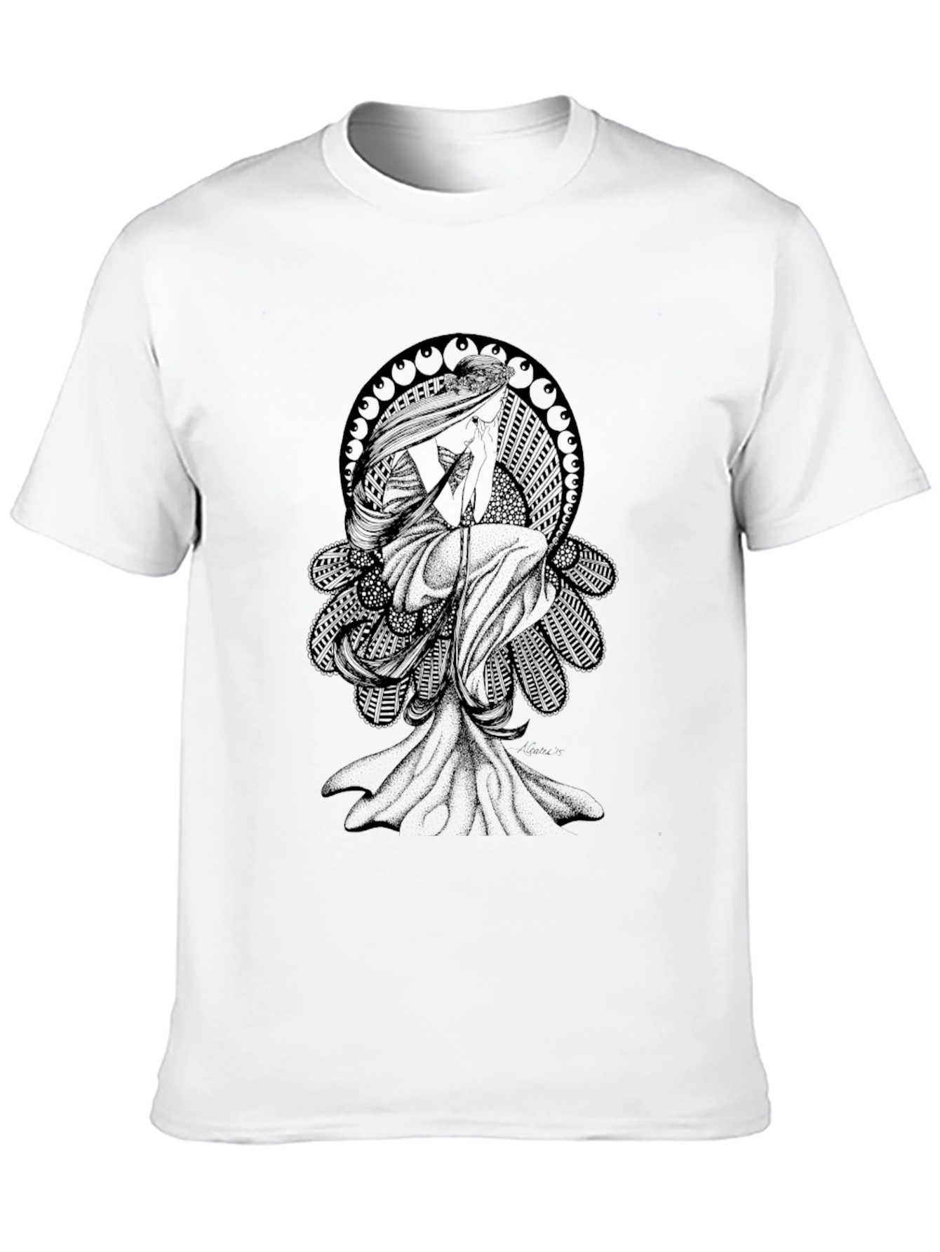 Camiseta Negra Hombre - Diseño Art Nouveau