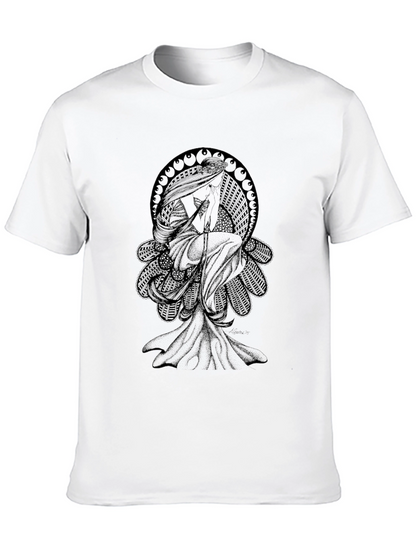 Camiseta Negra Hombre - Diseño Art Nouveau