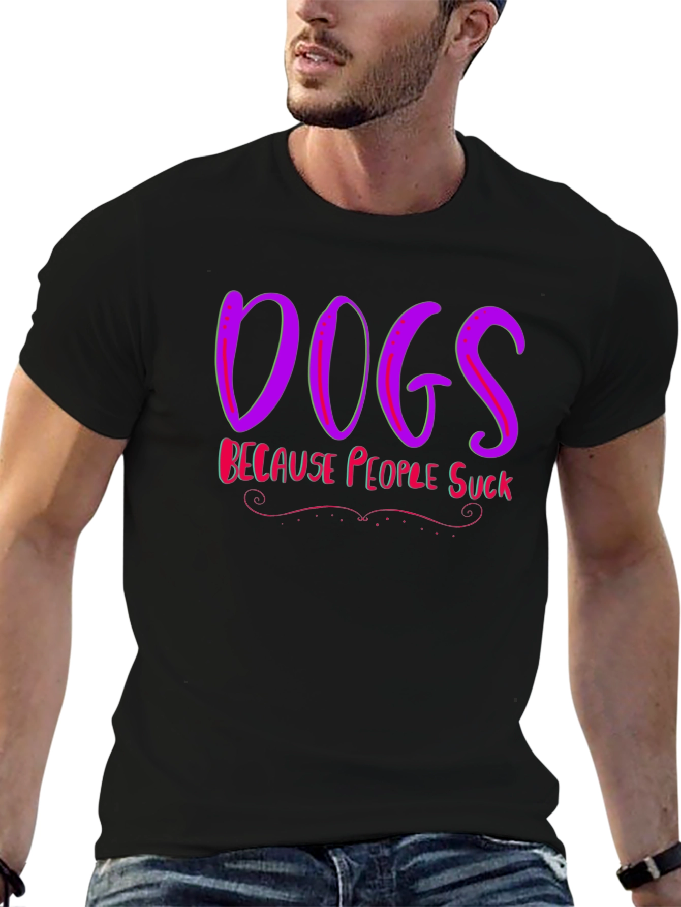 Camiseta Negra Dogs Because People Suck