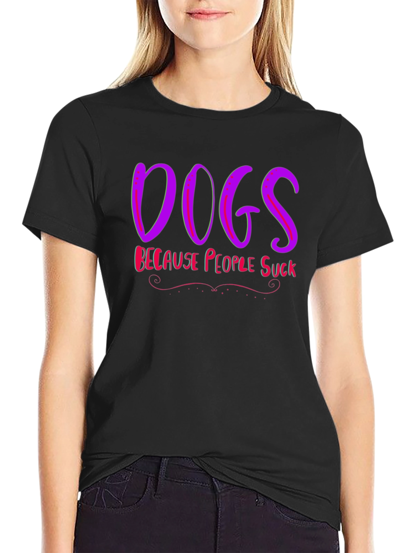 Camiseta Negra Dogs Because People Suck