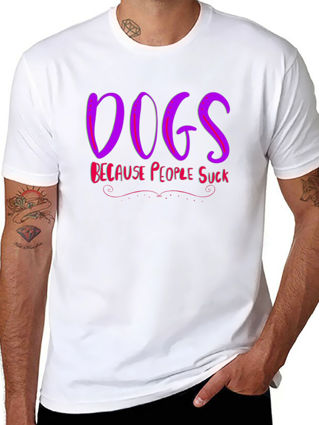 Camiseta Negra Dogs Because People Suck