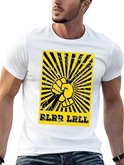 Camiseta Negra con Diseño de Ritmo de Batería Amarillo