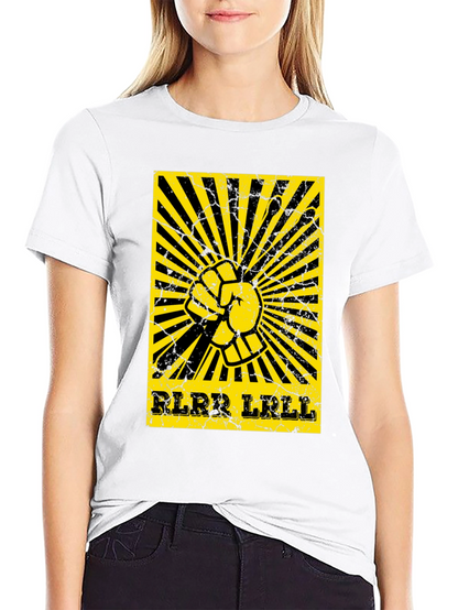 Camiseta Negra con Diseño de Ritmo de Batería Amarillo