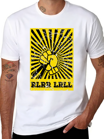 Camiseta Negra con Diseño de Ritmo de Batería Amarillo