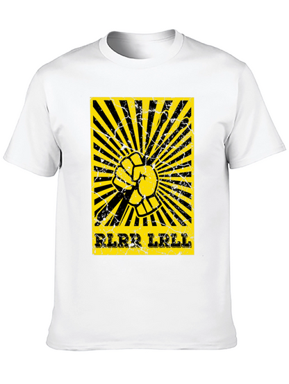 Camiseta Negra con Diseño de Ritmo de Batería Amarillo