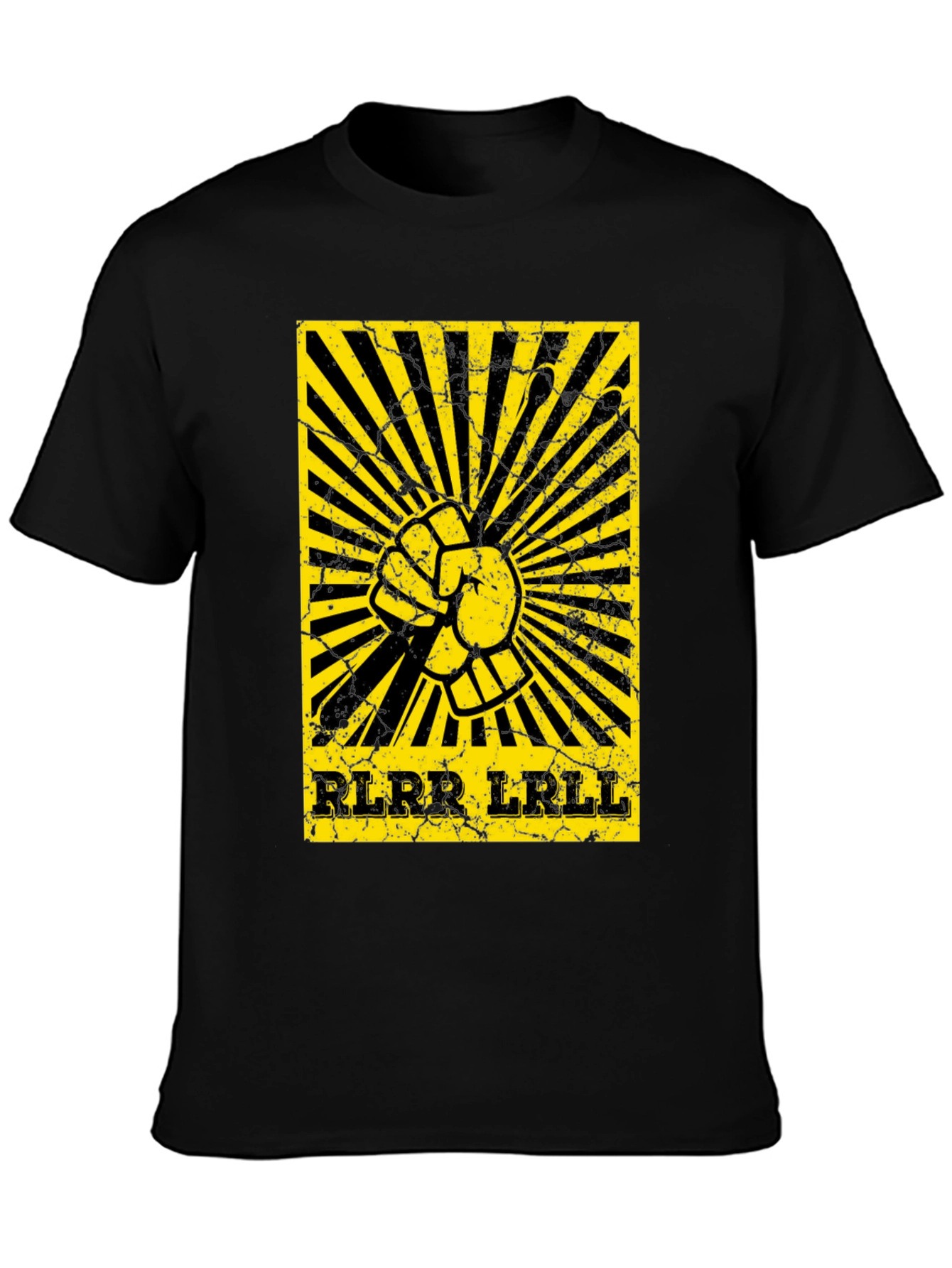 Camiseta Negra con Diseño de Ritmo de Batería Amarillo