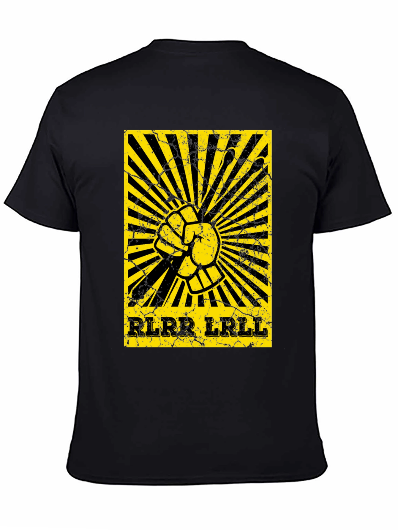Camiseta Negra con Diseño de Ritmo de Batería Amarillo