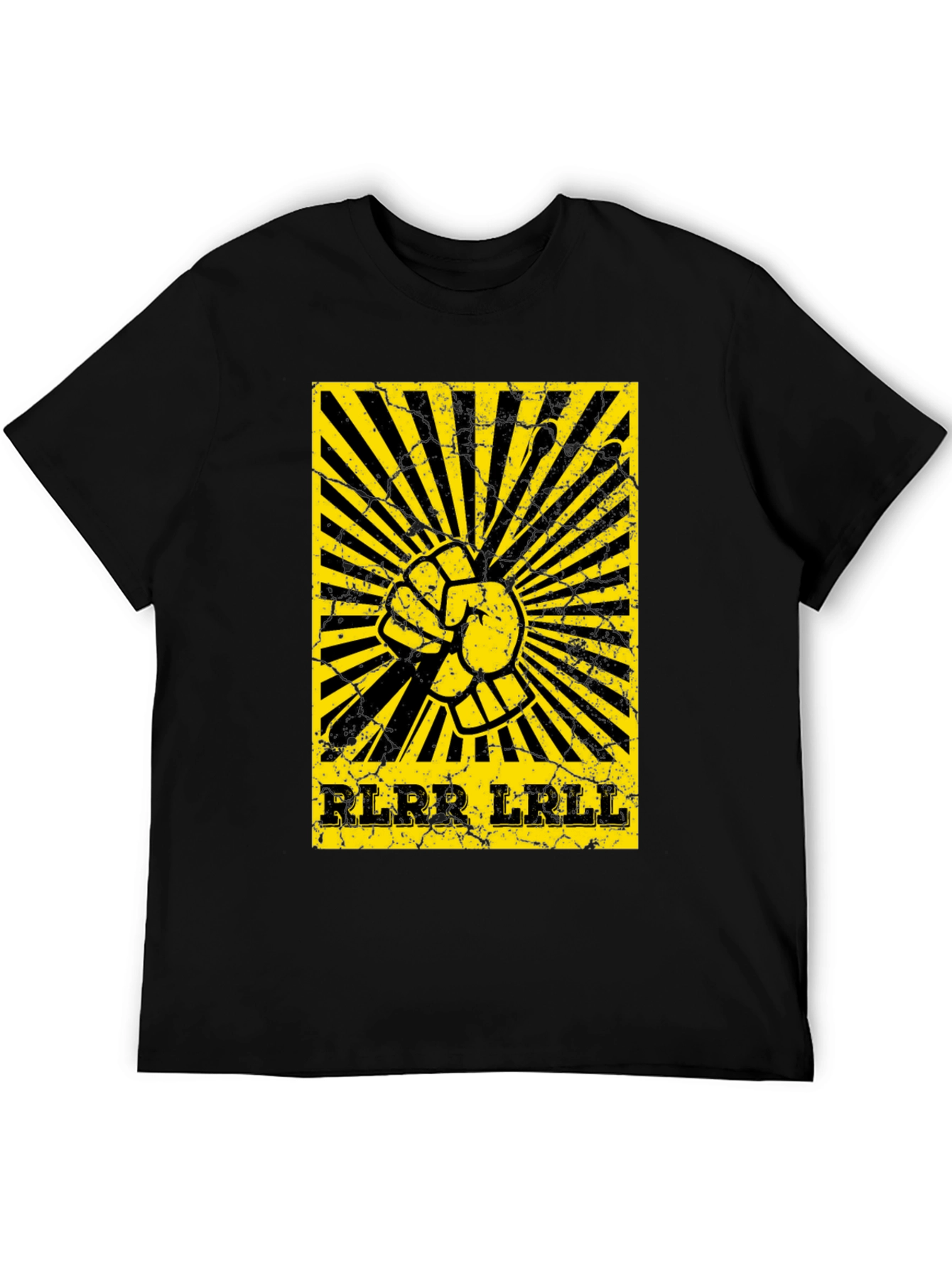 Camiseta Negra con Diseño de Ritmo de Batería Amarillo