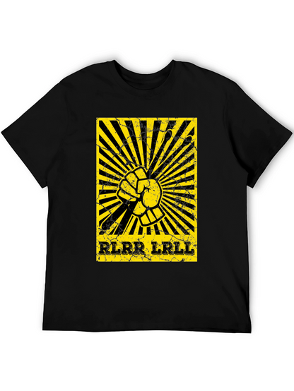 Camiseta Negra con Diseño de Ritmo de Batería Amarillo