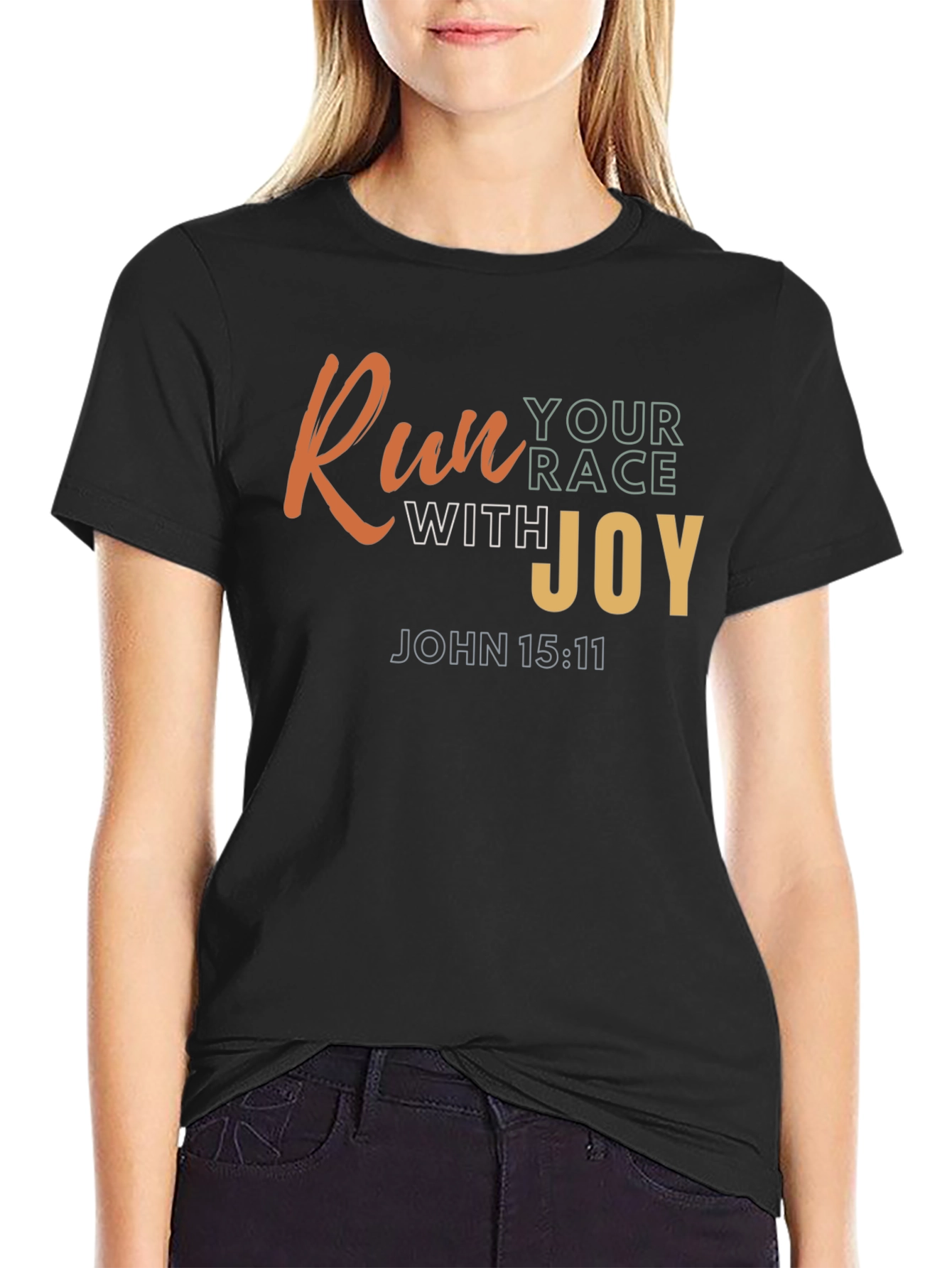 Camiseta Negra con Diseño Motivacional Cristiano