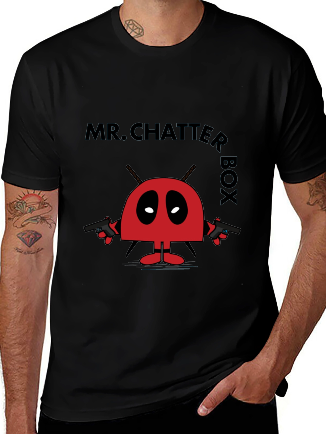 Camiseta Negra Mr. Chatter Box Estilo Divertido