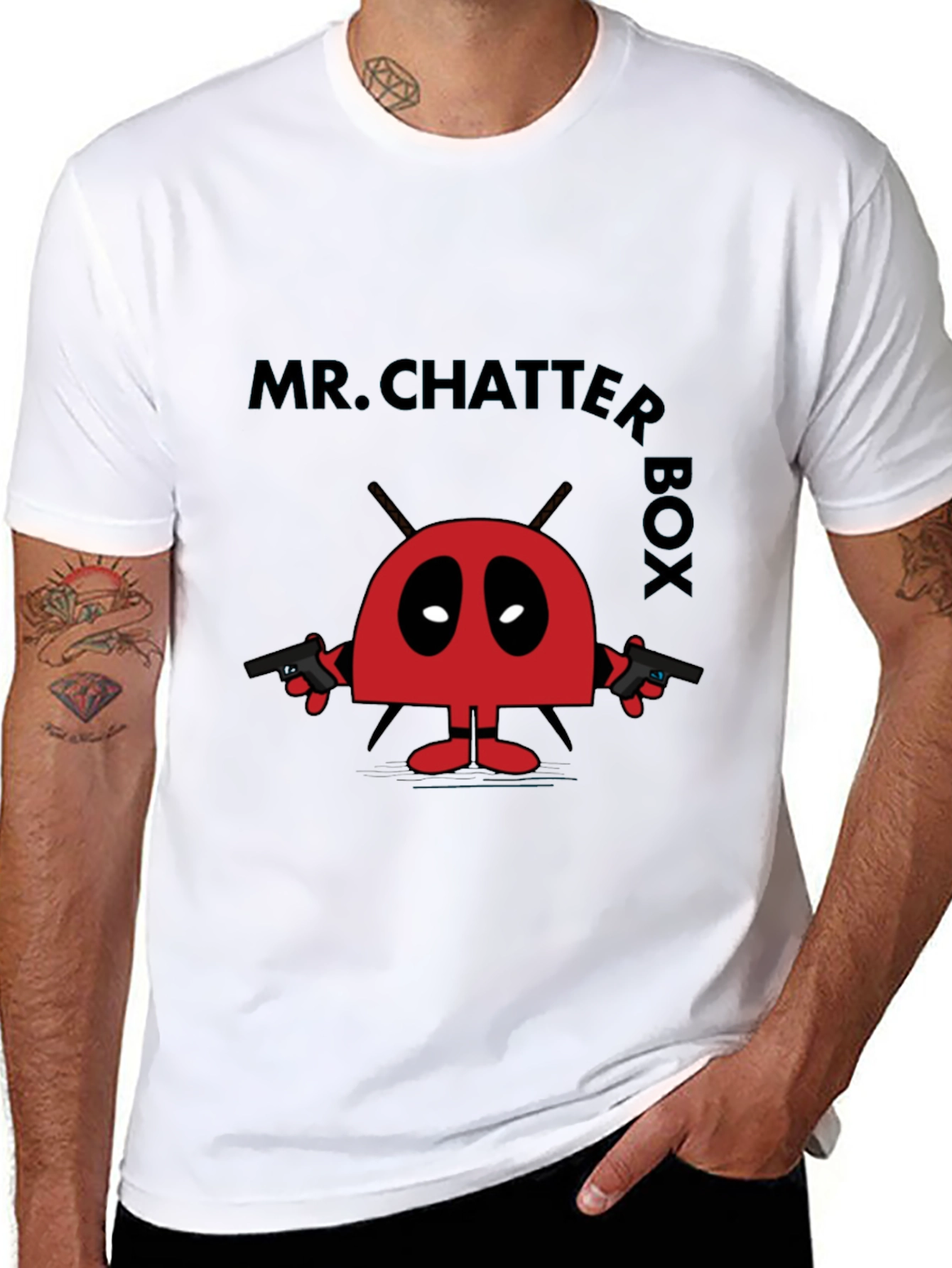 Camiseta Negra Mr. Chatter Box Estilo Divertido
