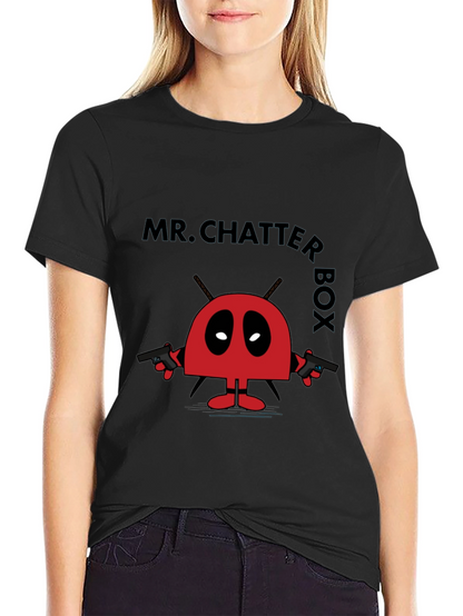 Camiseta Negra Mr. Chatter Box Estilo Divertido