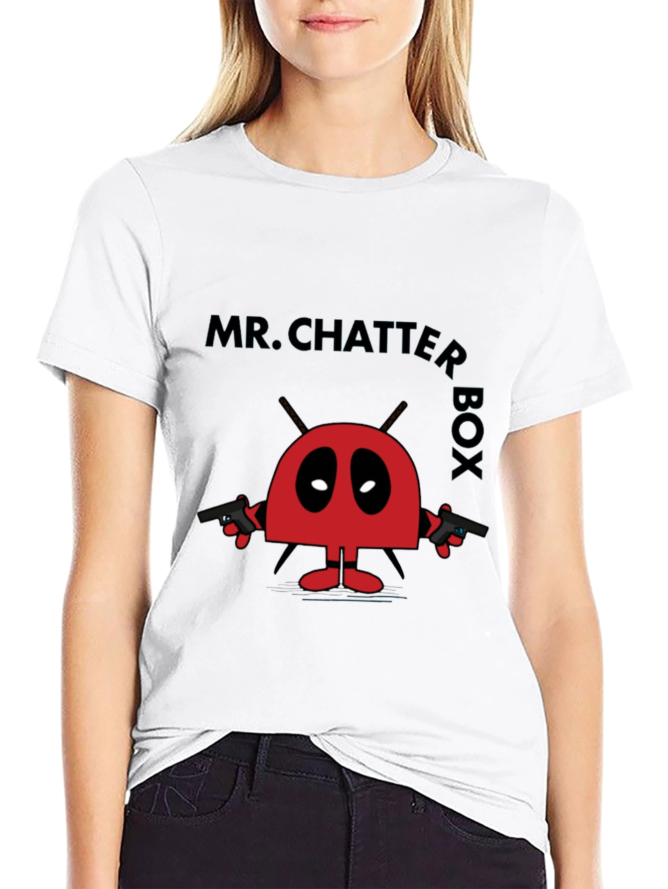 Camiseta Negra Mr. Chatter Box Estilo Divertido