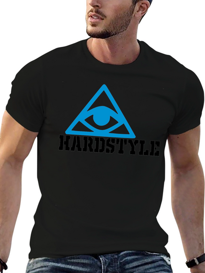 Camiseta Negra Hardstyle con Diseño Ojo en Triángulo
