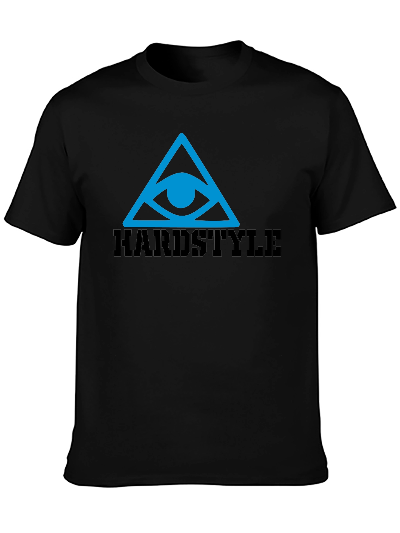 Camiseta Negra Hardstyle con Diseño Ojo en Triángulo