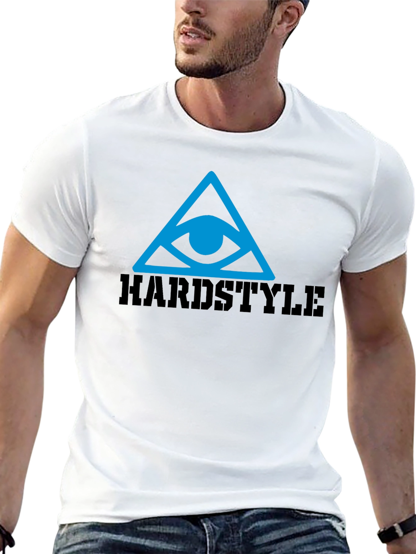 Camiseta Negra Hardstyle con Diseño Ojo en Triángulo