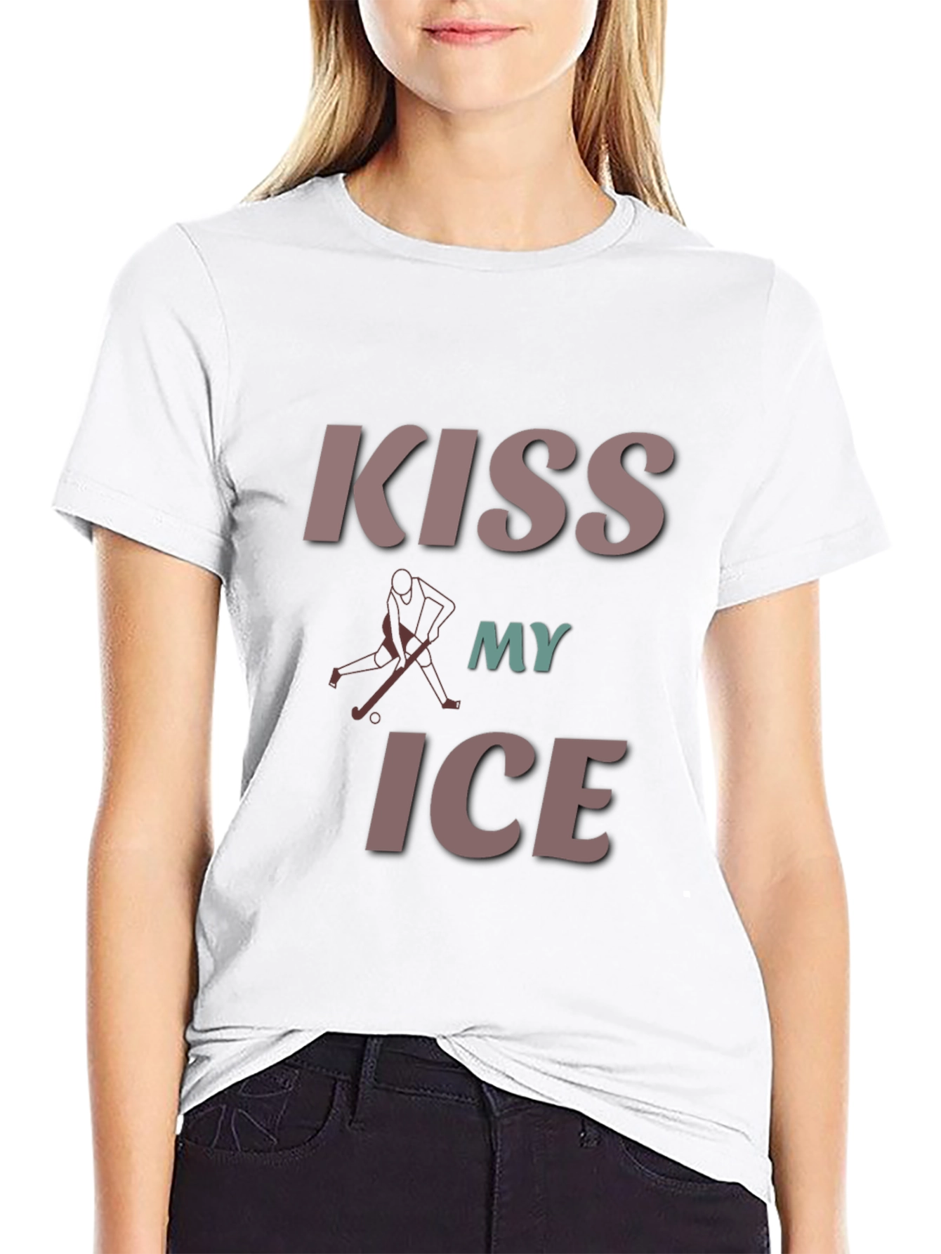 Camiseta Negra con Diseño de Hockey Kiss My Ice