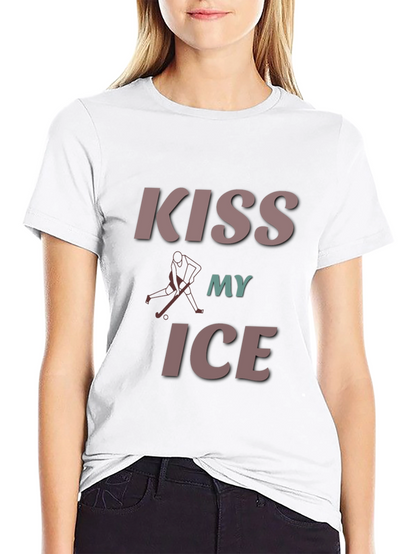 Camiseta Negra con Diseño de Hockey Kiss My Ice