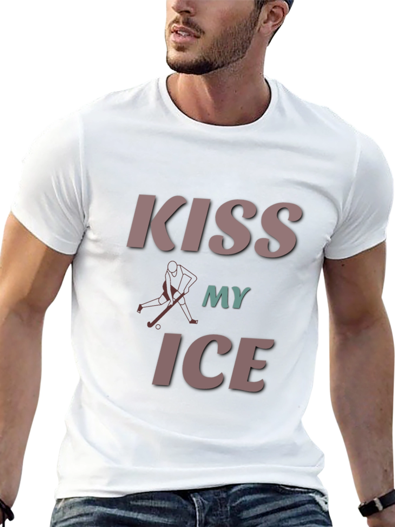 Camiseta Negra con Diseño de Hockey Kiss My Ice