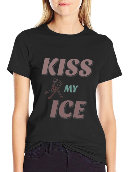 Camiseta Negra con Diseño de Hockey Kiss My Ice