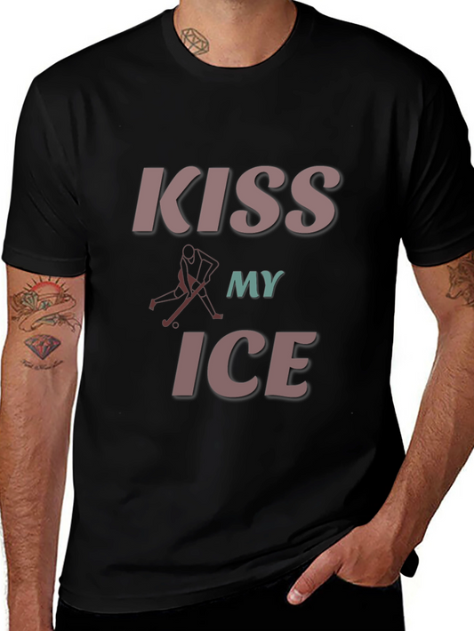 Camiseta Negra con Diseño de Hockey Kiss My Ice