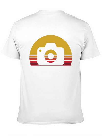 Camiseta Negra con Diseño Retro de Cámara Fotográfica