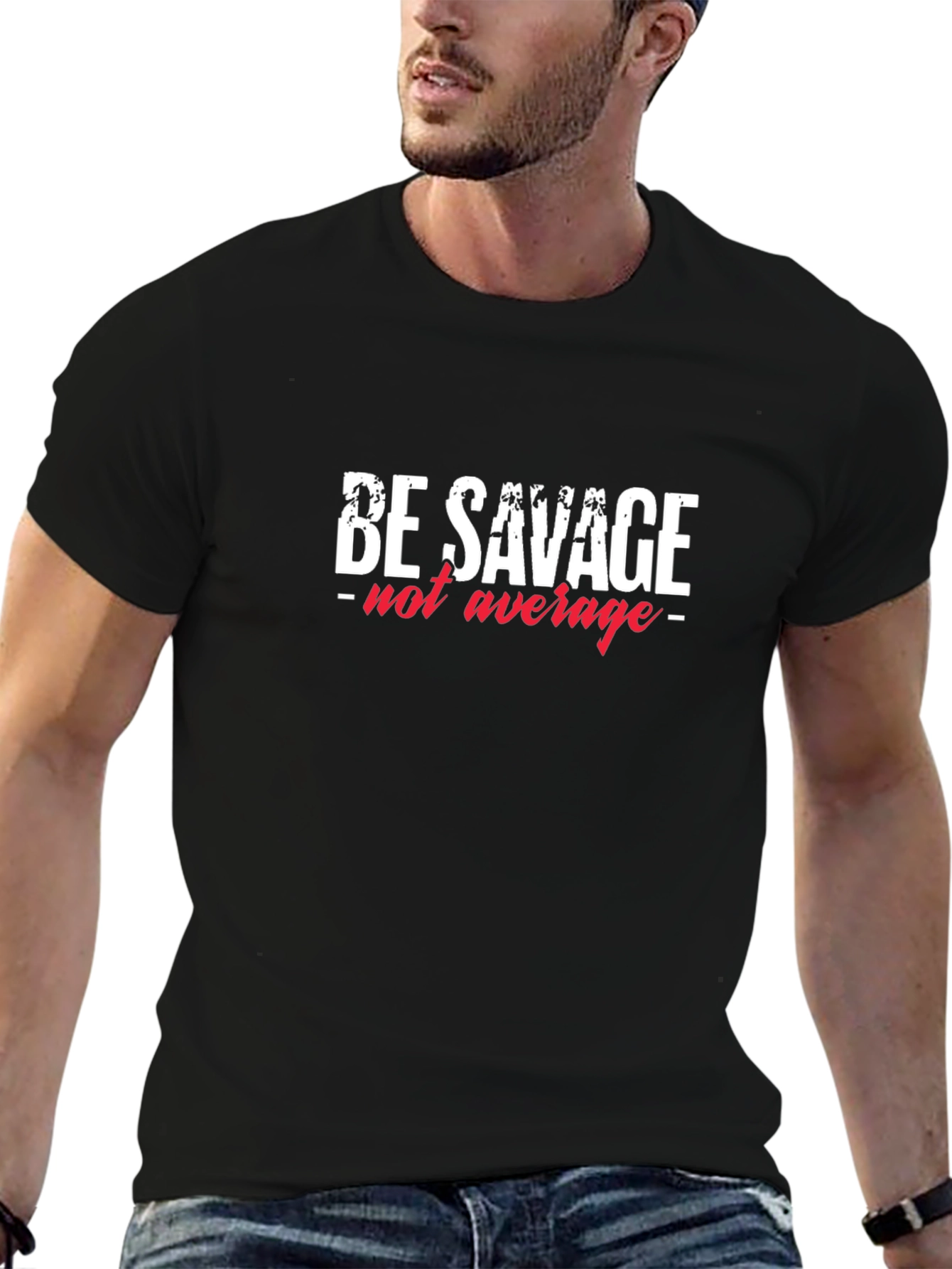 Camiseta Negra con Diseño Be Savage - not average