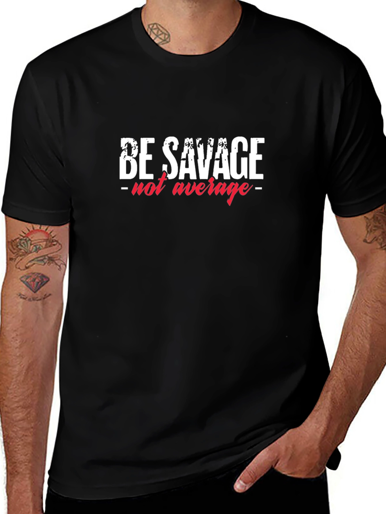 Camiseta Negra con Diseño Be Savage - not average