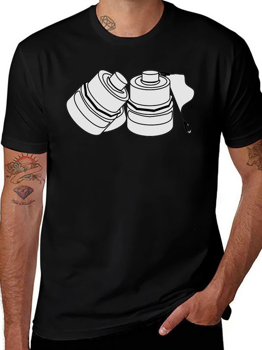 Camiseta Negra con Diseño de Latas Abstractas