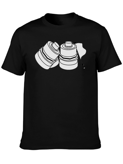 Camiseta Negra con Diseño de Latas Abstractas