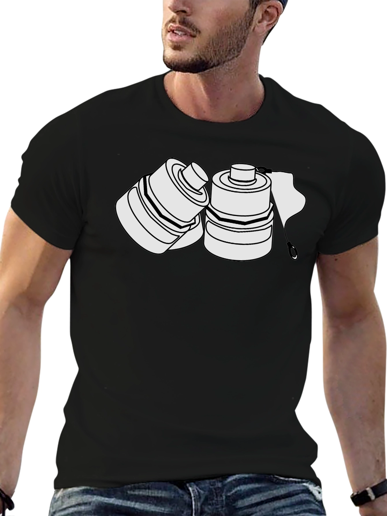 Camiseta Negra con Diseño de Latas Abstractas