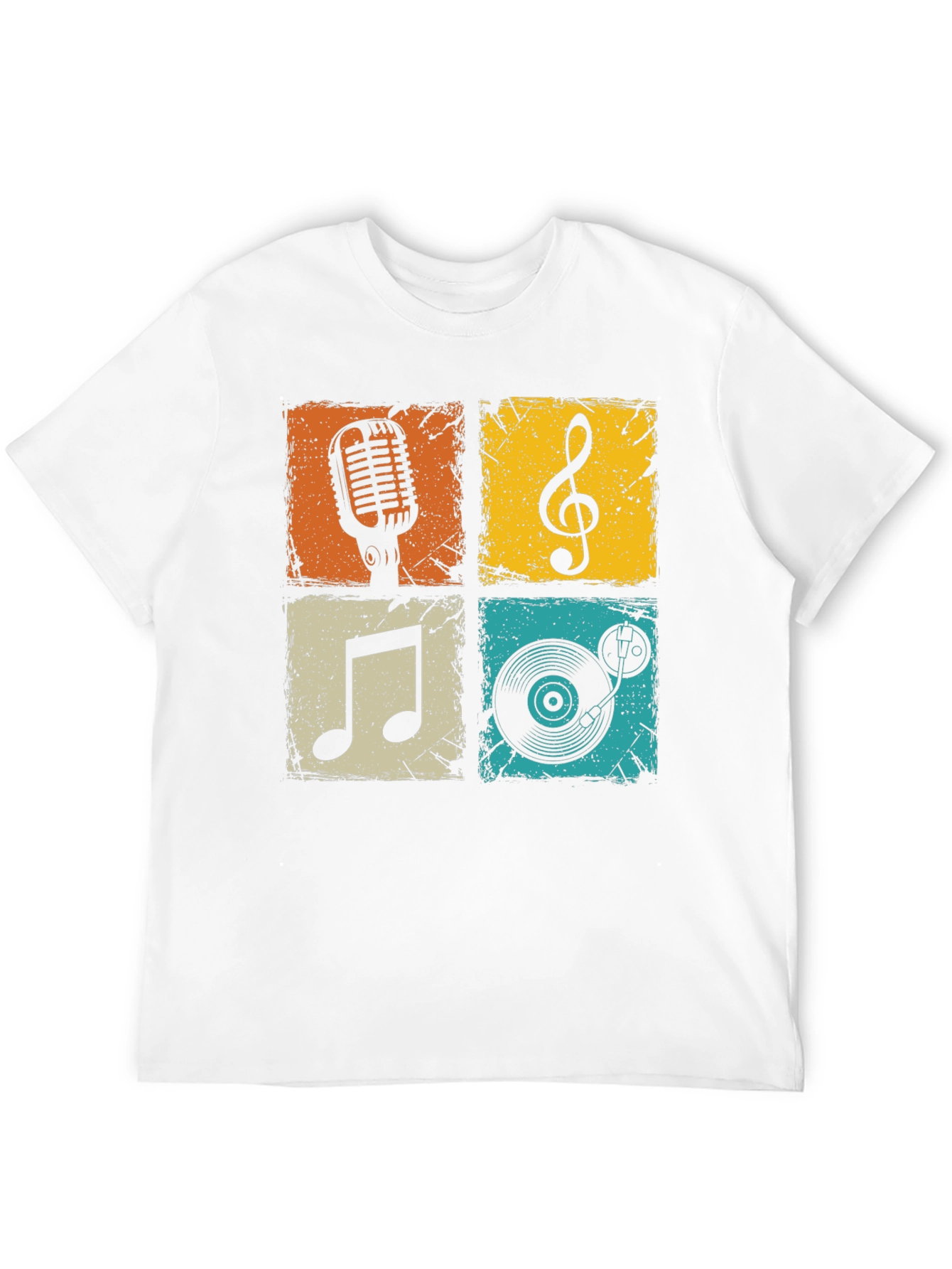 Camiseta Hombre Negra con Diseño Musical Retro